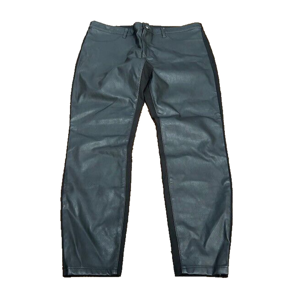 Banana Republic Womens Pants Sloan Fit Faux Leather Mid Rise Black Size 14